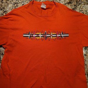 2009 Orange Hawaii Hawaiian Surf Graphic Tee on Hanes Tag